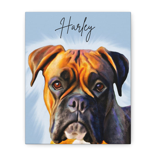 Custom Pet Portrait Matte Stretched Canvas