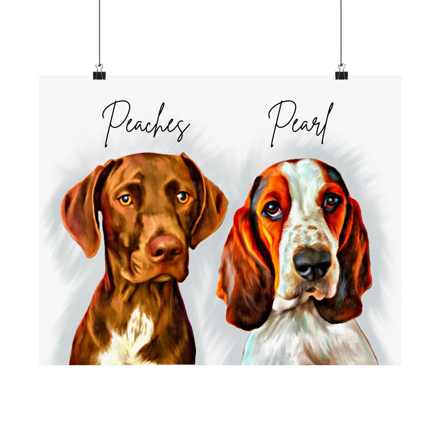 Custom Pet Portrait TWO Pets Matte Horizontal Posters