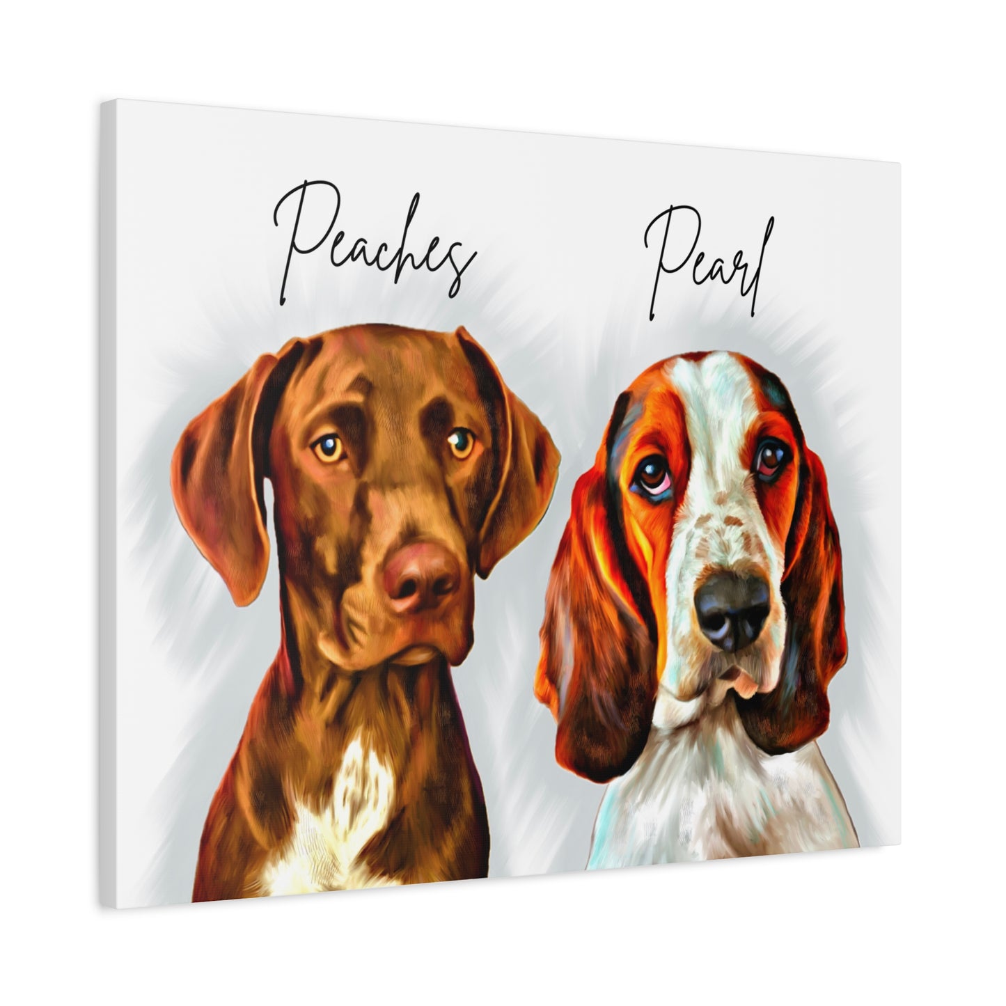 Custom Pet Portrait TWO Pet Matte Canvas, Stretched, 1.25"