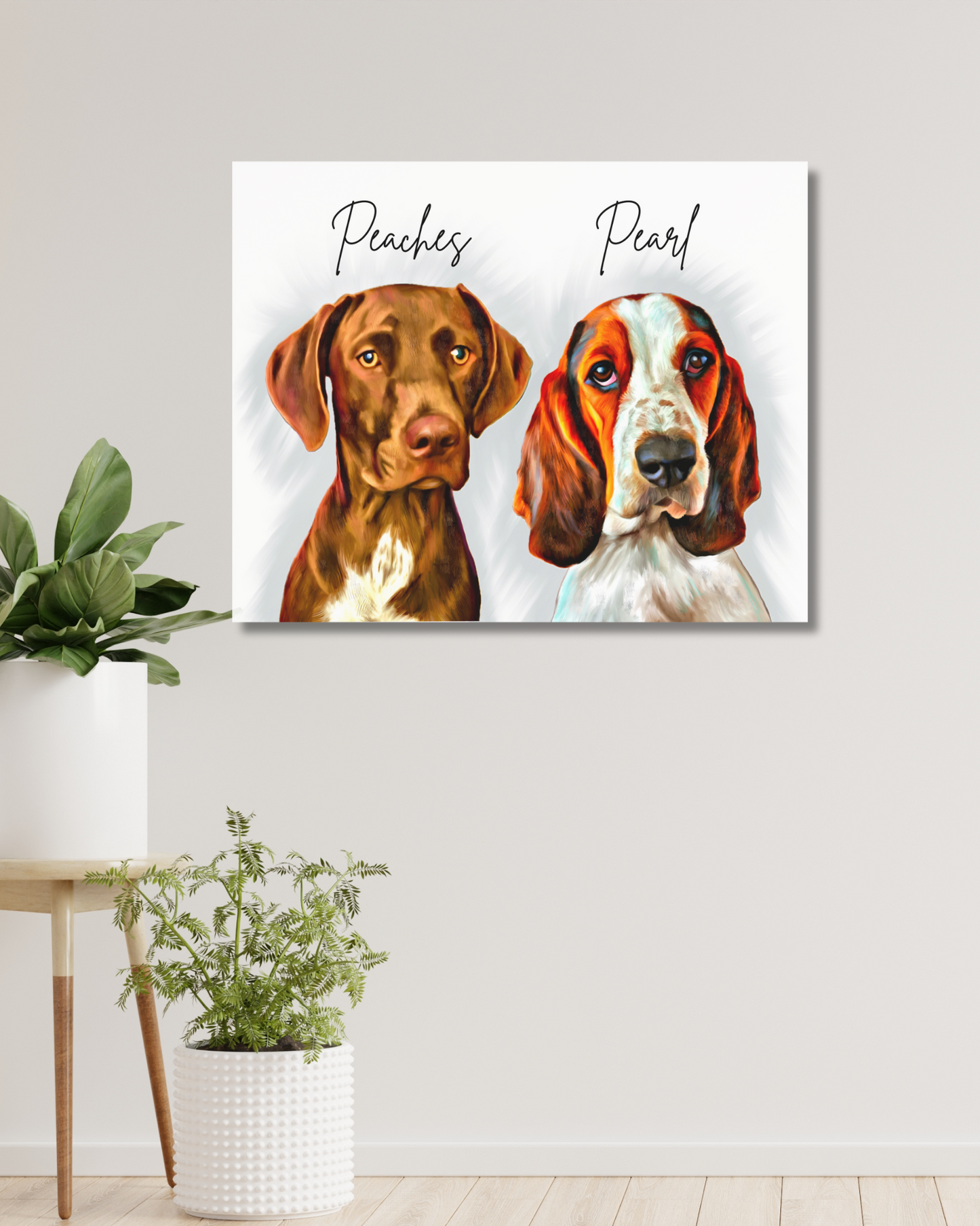 Custom Pet Portrait TWO Pet Matte Canvas, Stretched, 1.25"